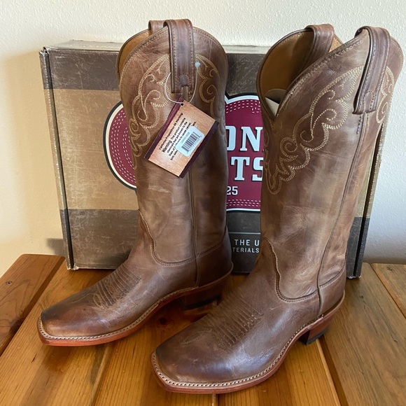 NWT Nocona Boots Genuine Leather Cowgirl Boots Rendezvous Tan - Picture 3 of 12